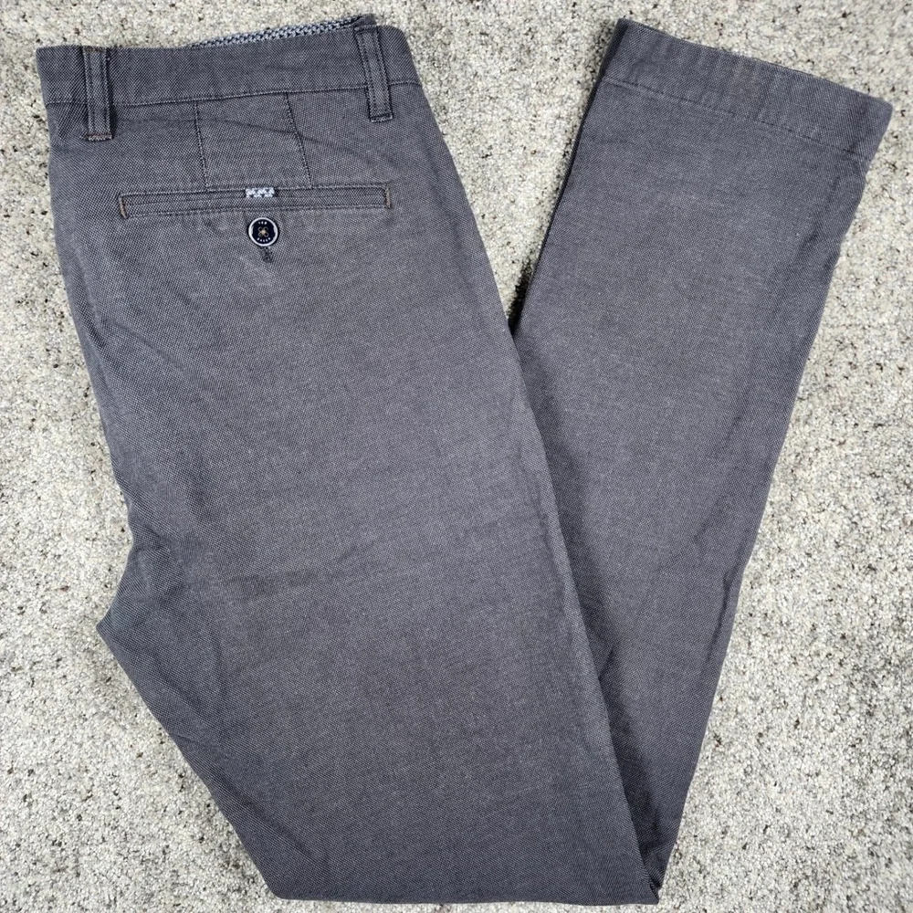 Ted Baker Chino Pants Mens 34L Slim Fit Micro Pattern Charcoal Grey Like New